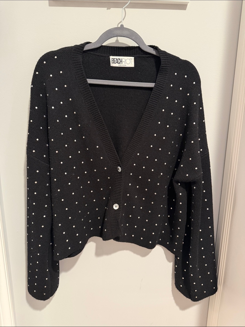 Beach Riot Black Studded V-Neck Cardigan